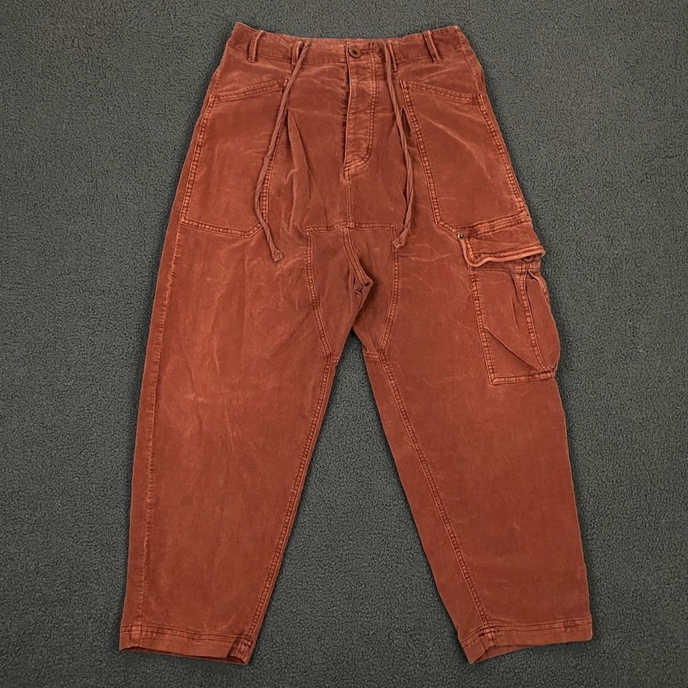 Free People Bay To Breakers Pants Womens XS Red Corduroy Cargo Drawstring Harem